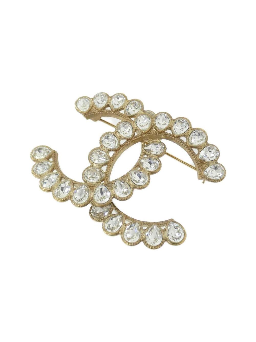 Chanel Brooch Gold And Clear #357597C11B